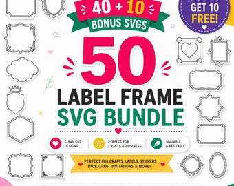 Label Frame SVG Bundle for Cricut, Stickers & Product Labels