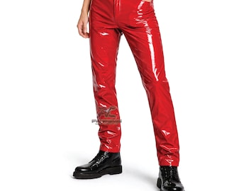 PVC Vinyl Pants for Men & Women - High Shine "Glass" Black Slim Fit Trousers -Custom Size Gothic Cyberpunk Clothing