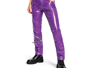 Pantalones de vinilo PVC para hombre y mujer - Pantalones negros ajustados de alto brillo "Glass" - Ropa gótica cyberpunk a medida