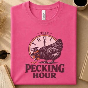 Witch Chicken Shirt, The Pecking Hour Comfort Colors® Tee, Halloween Hen Clock Graphic