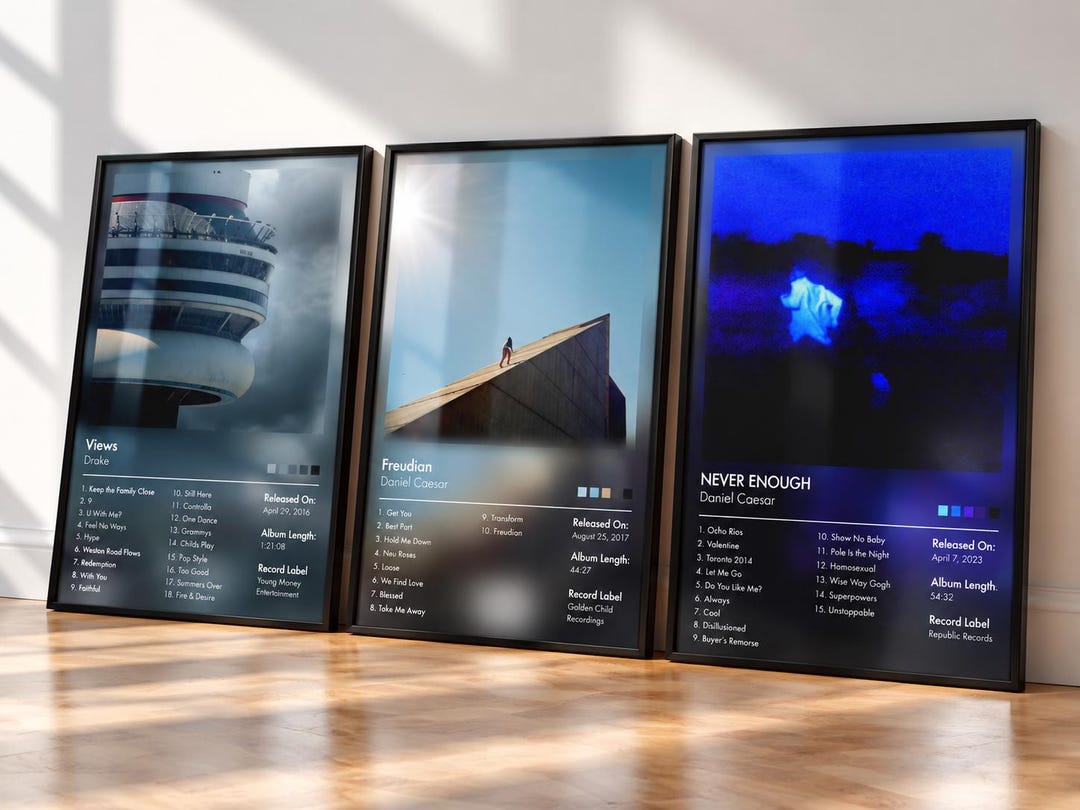 Anpassad albumposter, set med 3, personlig musikväggkonst, välj 3 ...