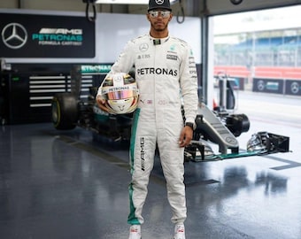 Lewis Hamilton 2016 Mercedes F1 Replica Race Suit – White Petronas Team Jumpsuit – Fan Collectible