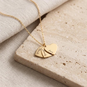 Personalized Heart Name Necklace, Custom Family Jewelry for Mom, Dainty 14K Gold Script Pendant, Christmas Gift for Her
