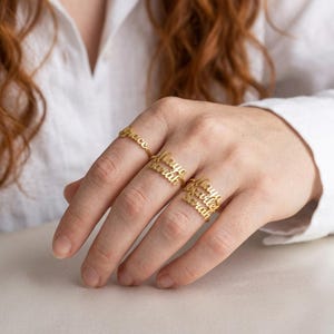 Custom Name Ring, Stackable Multiple Band, Personalized Mom Ring, Minimalist Summer Ring, Best Friend Gift, Dainty Everyday Ring