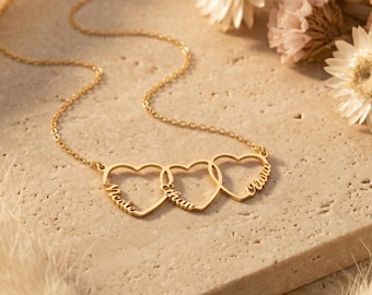Custom Heart Name Necklace Family Necklace Summer Jewelry Best Friend Gifts Dainty Gold Everyday Necklace Multiple Name Gift For Her