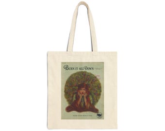 Burn It All Down Illustration Tote Bag | vintage Bohemian Art Canvas Tote
