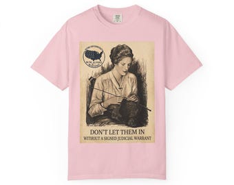 Laat ze niet binnen zonder een ondertekend T-shirt met een gerechtelijk bevel | Vintage protestposter