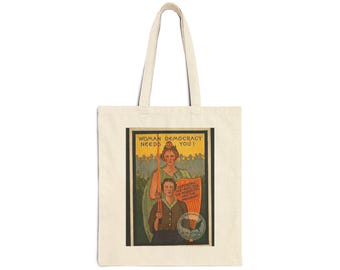 Women and Democracy Poster Tote Bag | Suffrage Vintage Illustration