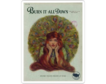 Burn It All Down Art Nouveau Woman Sticker | Kiss-cut sticker
