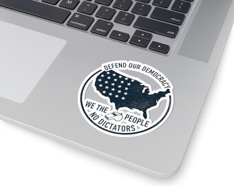 Defend Our Democracy USA Map Sticker | We The People No Dictators Kiss-Cut Sticker