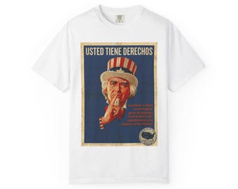 Uncle Sam-ontwerp T-shirt Usted Tiene Derechos-poster | T-shirt met Spaanse rechten