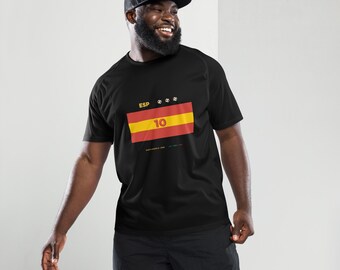 Spanien fotbolls-T-shirt med personligt nummer, unisex sporttröja inspirerad design