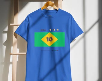 Brasilien fotbolls-T-shirt med personligt nummer, minimalistisk fantröja, tröjainspirerad design