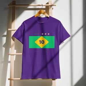 Custom Number BRAZIL Football T-Shirt, Personalized Soccer Tee, Minimal Fan Shirt, Jersey Inspired Design