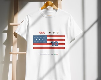 Custom Number USA Football T-Shirt, Personalized Soccer Tee, Minimal Fan Shirt, Jersey Inspired Design