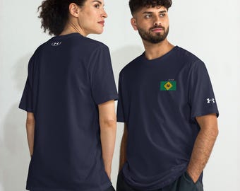 Brasilien Under Armour Athletic t-shirt Fotboll Anpassad Nummer Unisex