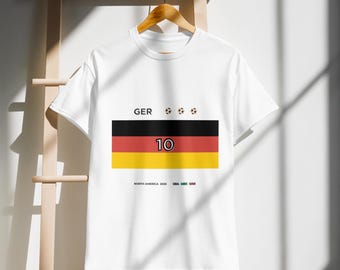Anpassad fotbollströja med nummer från Tyskland, personlig fotbollströja, minimalistisk fantröja, tröjeinspirerad design