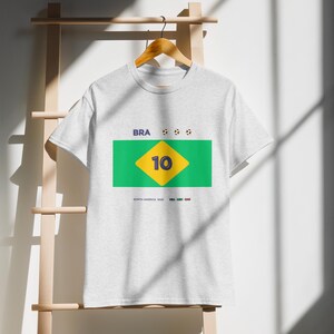 Custom Number BRAZIL Football T-Shirt, Personalized Soccer Tee, Minimal Fan Shirt, Jersey Inspired Design