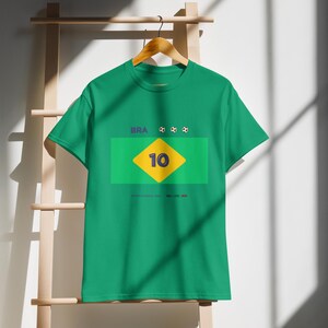 Custom Number BRAZIL Football T-Shirt, Personalized Soccer Tee, Minimal Fan Shirt, Jersey Inspired Design