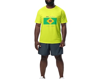 Brasilien fotbolls-T-shirt med personligt nummer, unisex sporttröja inspirerad design