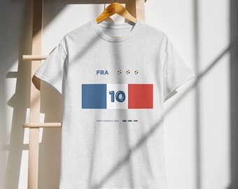 Frankrike fotbolls-T-shirt med personligt nummer, minimalistisk fantröja, tröjainspirerad design
