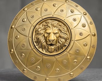 Handcrafted Steel Lion Face Shield – Medieval Knight Armor, Gothic Decor, LARP Cosplay