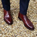 Handmade Brown Leather Cap Toe Dress Boots, Men's Lace Up Ankle Footwear