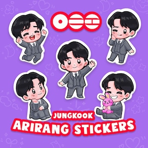 BTS Jungkook Arirang Aufkleber Chibi JK Graue Anzug Kollektion K-Pop 2026 Comeback Fan Art
