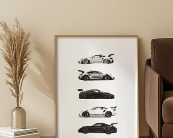 Porsche 911 Rennsport Stack Poster Matte Vertical Poster | Sports Car Illustration