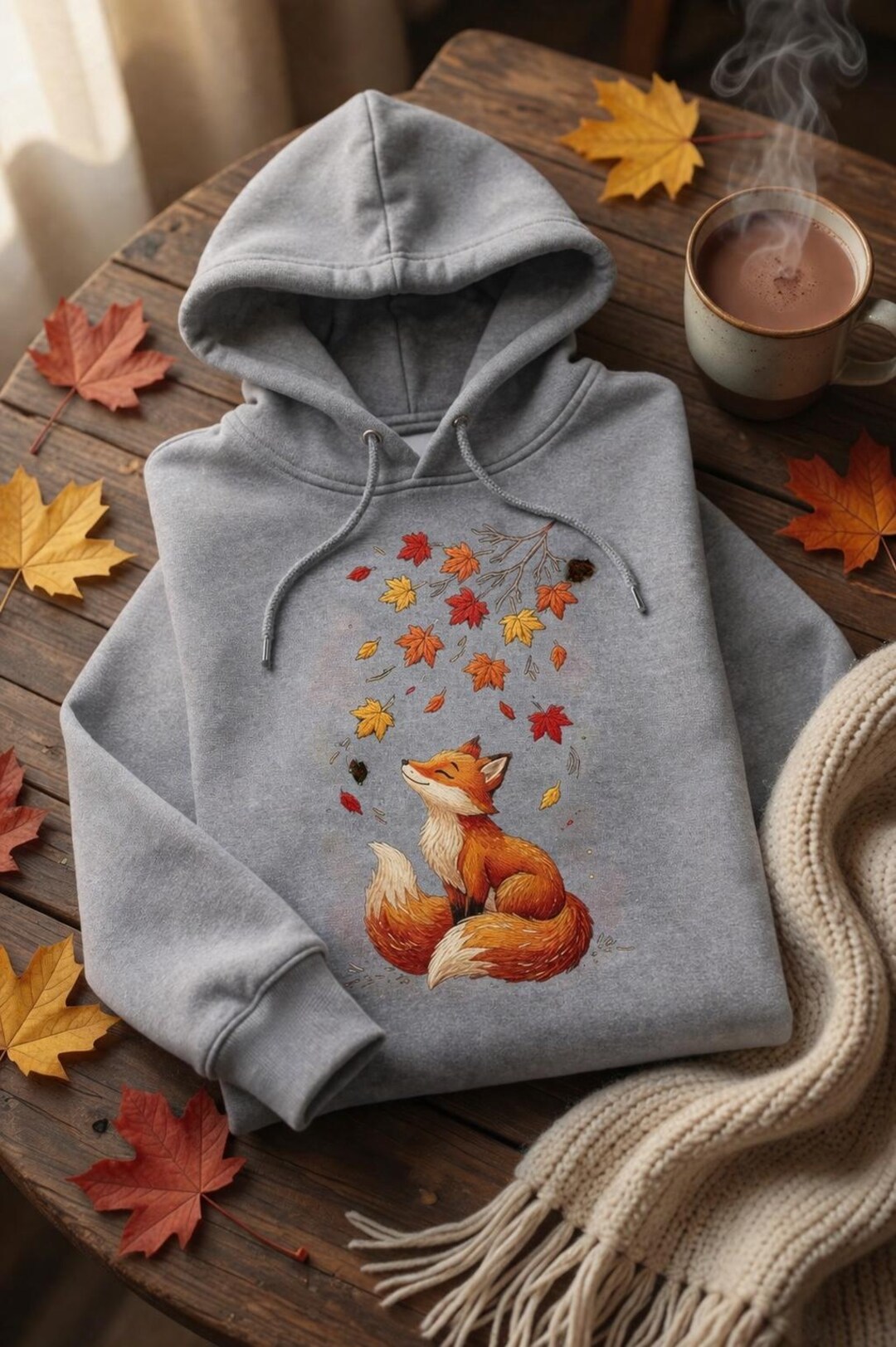 Fox Autumn Embroidery Design, Fall Leaves Animal Stitch File, Woodland ...