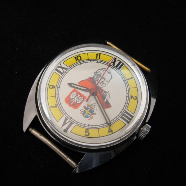 vintage Soviet Russian mechanical men's watch WOSTOK Pope John Paul II v225