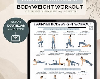 Trainingsplan für Anfänger mit dem eigenen Körpergewicht | Ganzkörperübungen ohne Geräte | PDF zum Ausdrucken