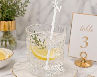 Personalized Drink Stir Sticks, Custom Initial Cocktail Stirrers, Wedding Barware