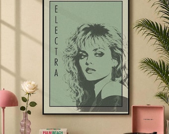 Electra Pop Art Print | Retro Femme Wall Art | Vintage Fashion Poster | Natural Apartment Decor