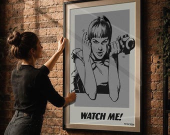 Pop Art Print 'Watch Me!' | Retro Comic Girl Framed Poster, Wall Decor