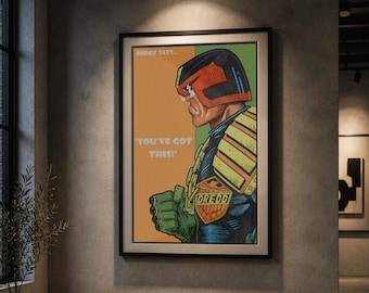 Judge Dredd Comic Poster - 1984 Originalkunst, gerahmter Druck