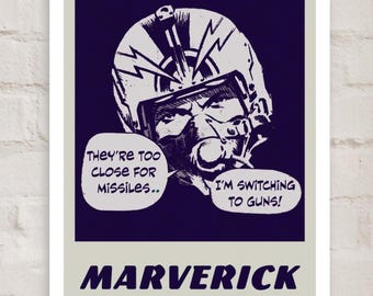 Maverick Aviator Pilot Pop Art Poster | Retro Einzelbelichtung Lila Druck