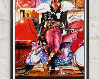 Judge Dredd 1989 Comic Kunst Poster | Pink Hue Retro Style (Gerahmt)