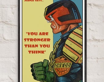 Judge Dredd Comic Poster - Kultige Kunst von 1984, gerahmt in Museumsqualität