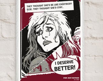 Pop Art Crying Girl Poster - Retro Comic Rot Schwarz Wandkunst