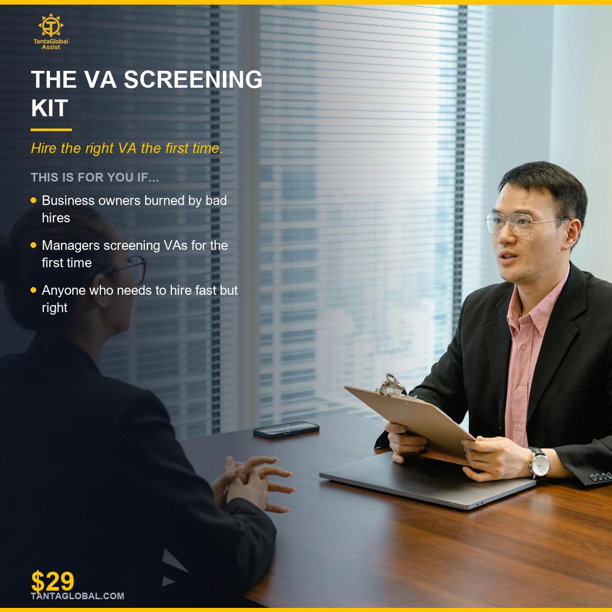 VA Screening Kit — Interview Questions, Skills Rubric & Trial Task ...