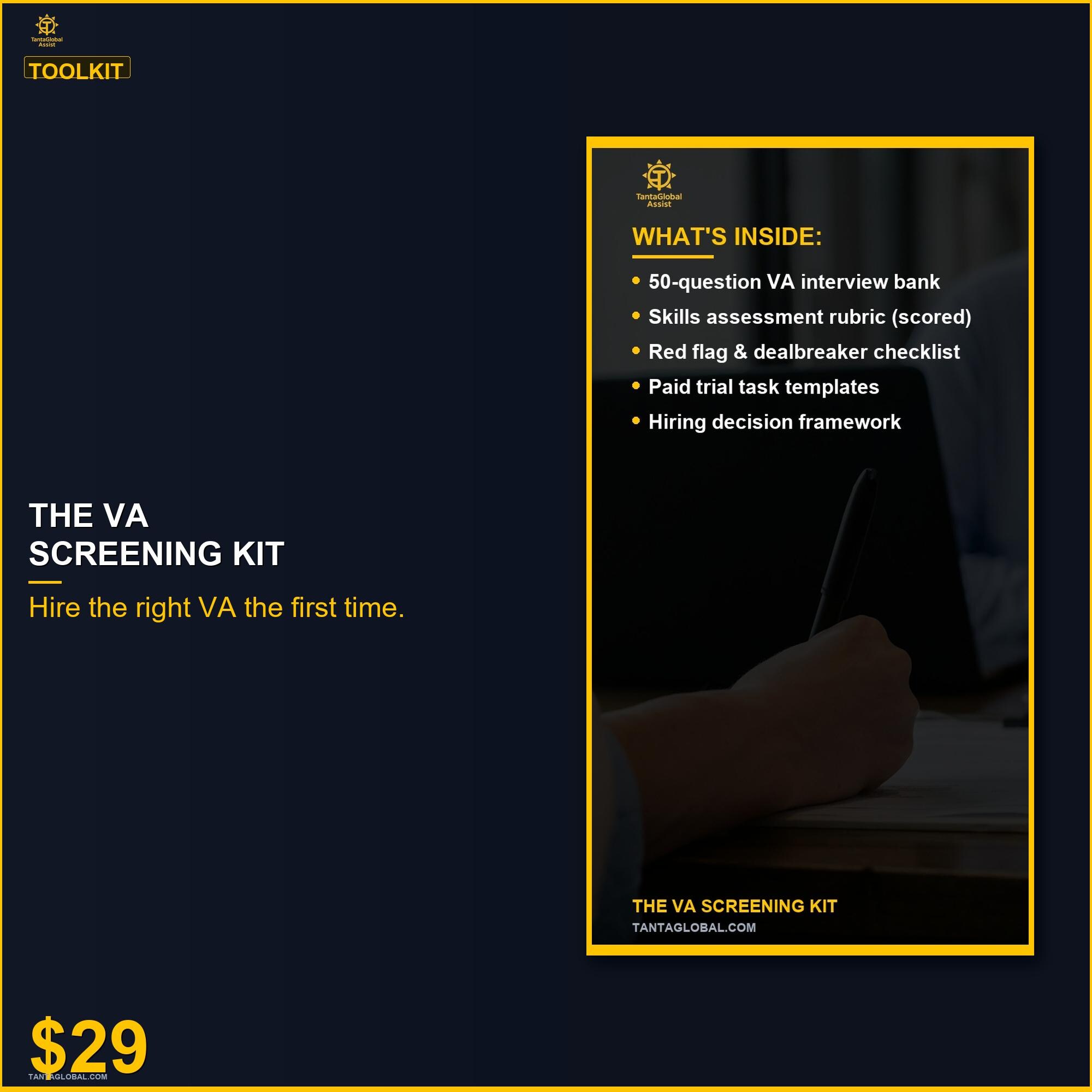 VA Screening Kit — Interview Questions, Skills Rubric & Trial Task ...