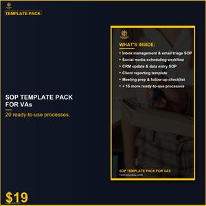 SOP Template Pack for Virtual Assistants — 20 Ready-to-Use Standard Operating Procedures