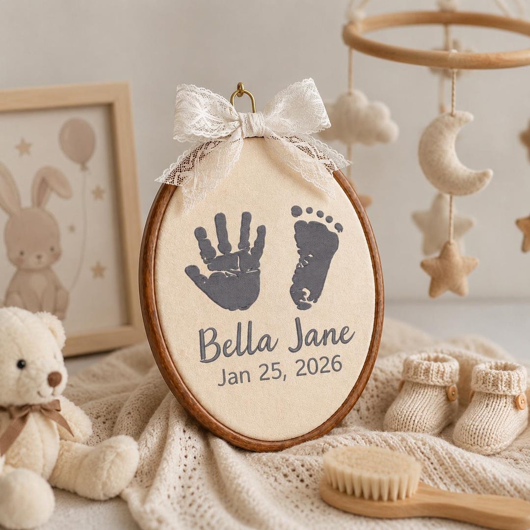 Personalized Baby Name Sign Embroidery Hoop, Newborn Nursery Decor ...