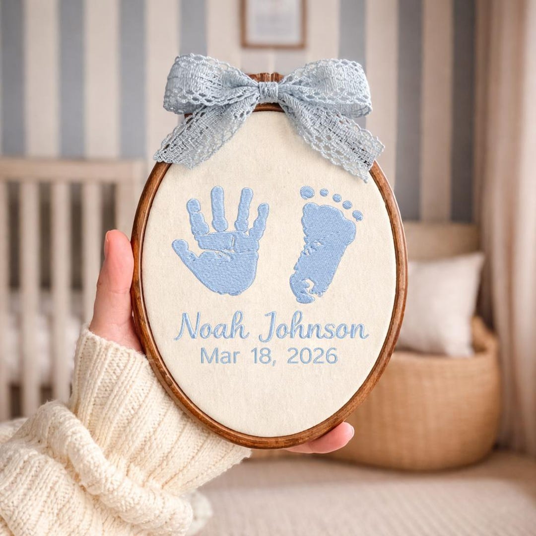 Personalized Baby Name Sign Embroidery Hoop, Newborn Nursery Decor ...