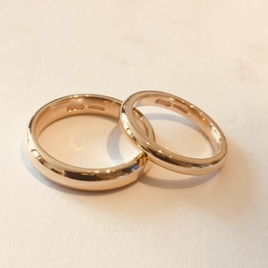 9ct Yellow Gold 2mm Wedding Band, Handmade Wedding Ring, 100% Recycled Gold, crafted by Alison in her studio in Bath UK