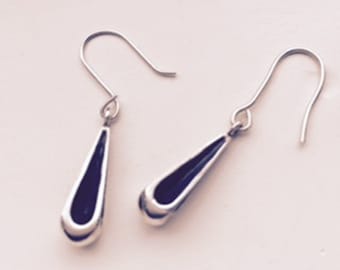 Sterling Silver and oxidised dangly earrings, 100% Handmade by Alison in her studio in Bath UK