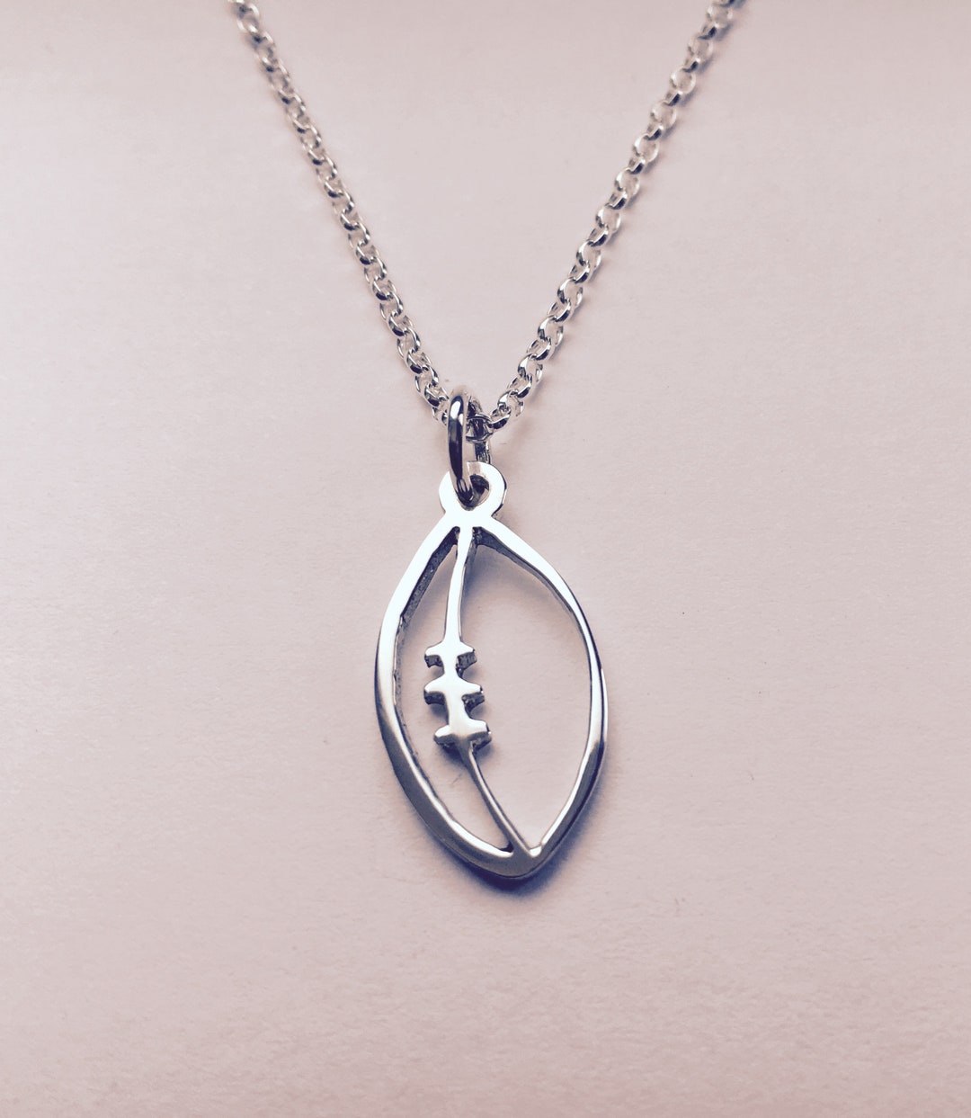 Solid Sterling Silver Rugby Ball Necklace, Rugby Pendant, 100 Handmade
