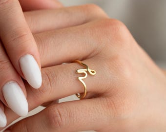 Brief Ring Sterling Silber Handschrift Ring Gold Initial Ring J Ring Benutzerdefinierte Stapelring Gedenkring winziger Briefring mit Schrift
