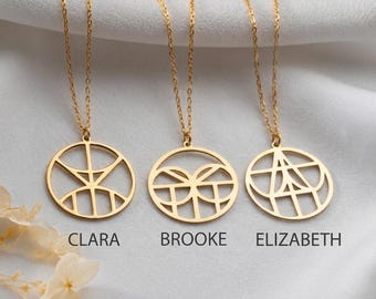 Sterling Silber Logo Name Halskette Personalisierte Logo Schmuck Geometrische Monogramm Anhänger Benutzerdefinierte Initial Charm Business Branding Geschenk für Mama